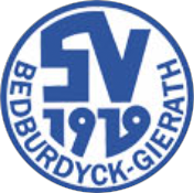 Blau-weißes, rundes Logo des Sportvereins SV 1919 Bedburdyck-Gierath mit Jahreszahl